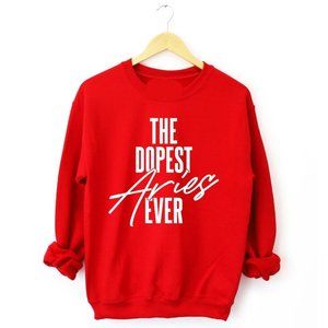 The Dopest Aries Zodiac Sign Red Sweatshirt Size Large